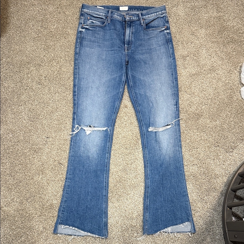 MOTHER Wide Leg Jeans in Light Blue